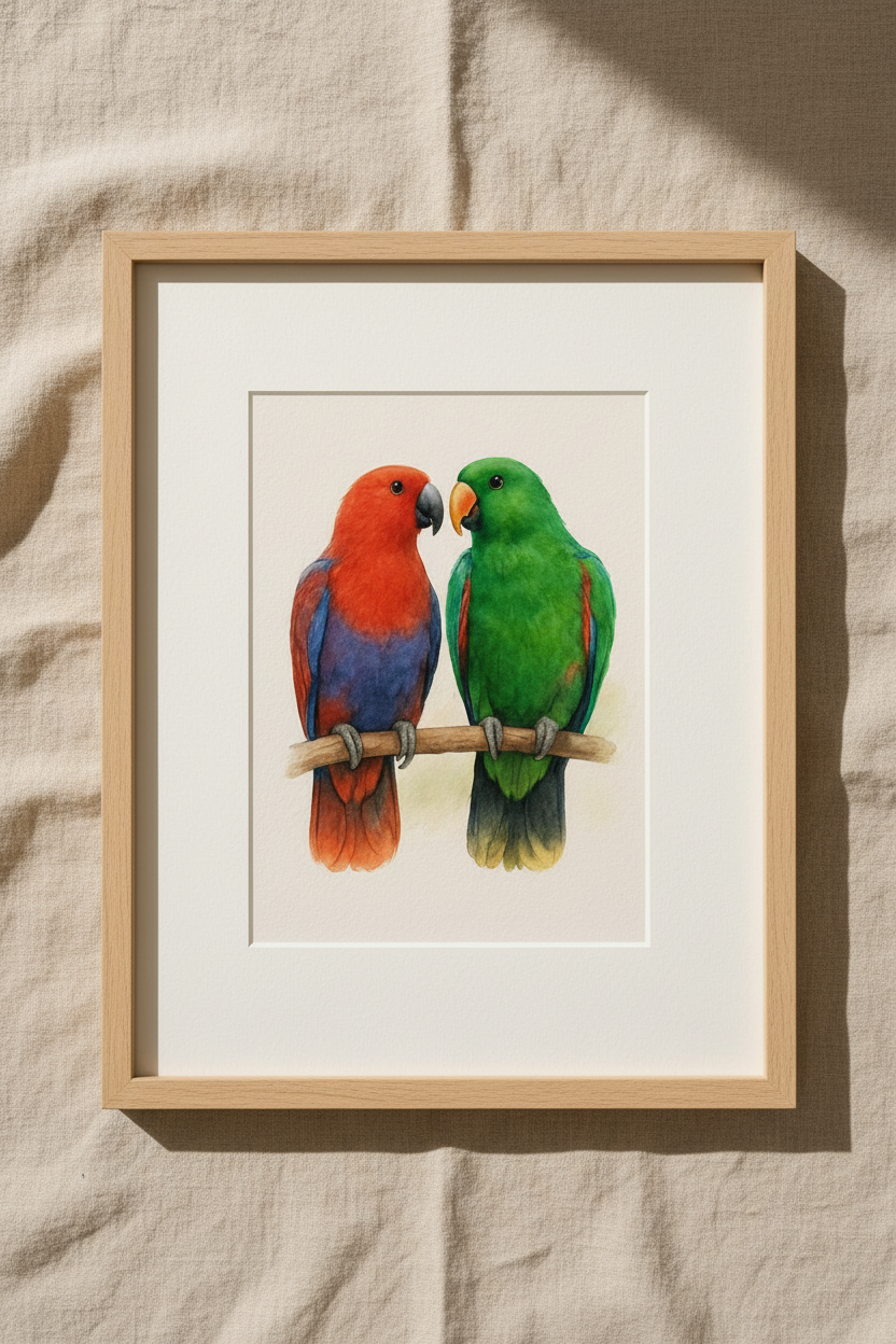 Eclectus Parrot Custom Watercolor Portrait