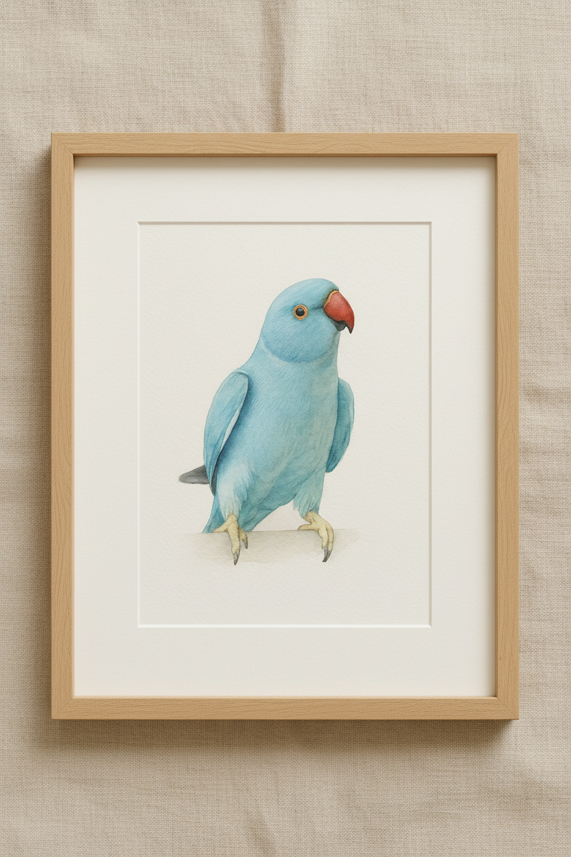 Indian Ringneck Custom Watercolor Portrait