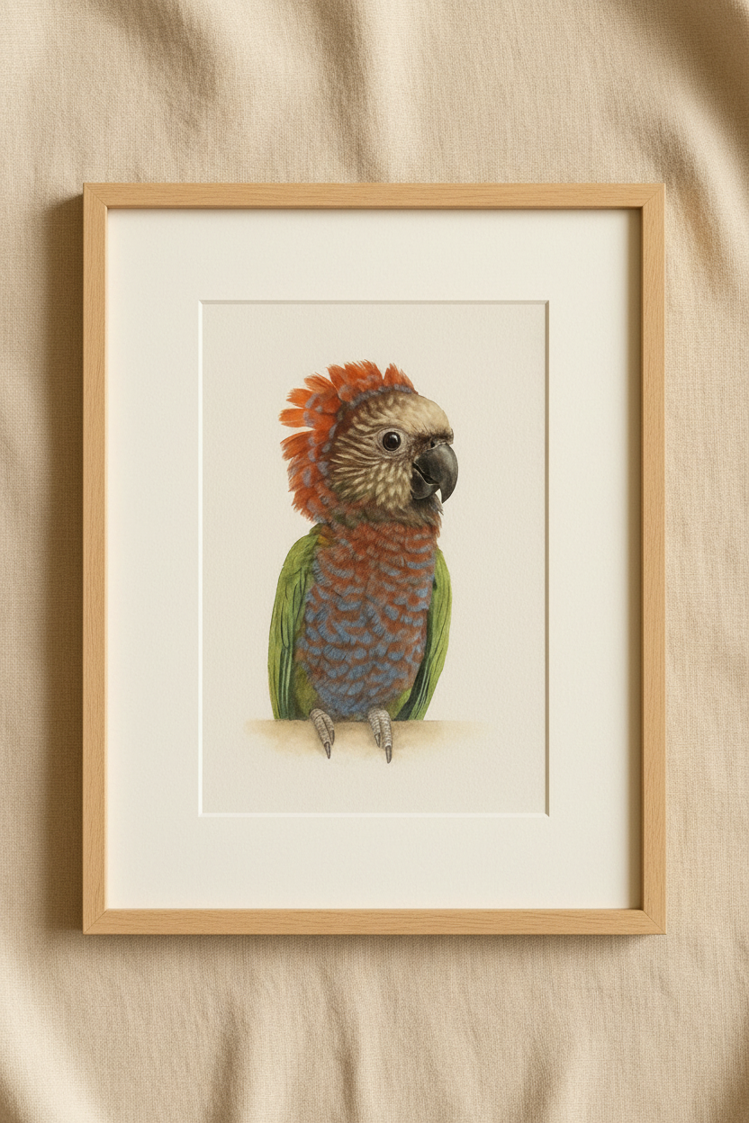 Hawk Headed Parrot Custom Watercolor Portrait