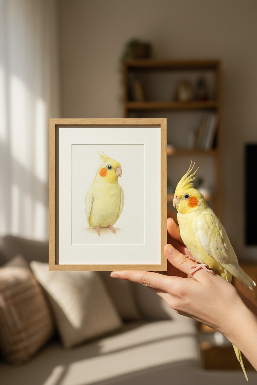 Cockatiel Custom Watercolor Portrait