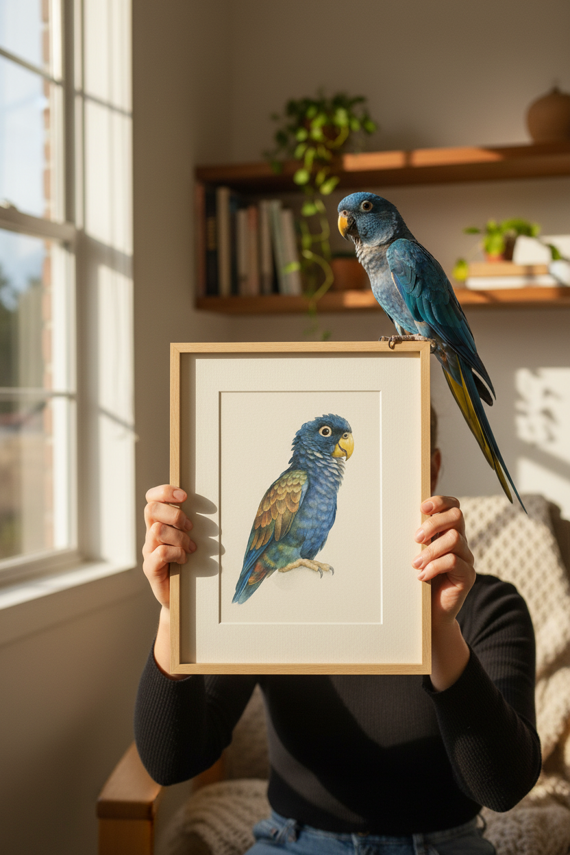 Pionus Parrot Custom Watercolor Portrait