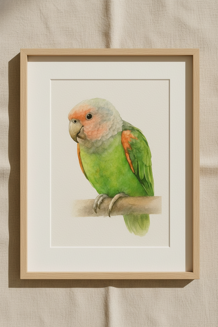 Cape Parrot Portrait From Photo, Watercolor Bird Art, Personalized Gift, Pet Loss Memorial, Hand Painted