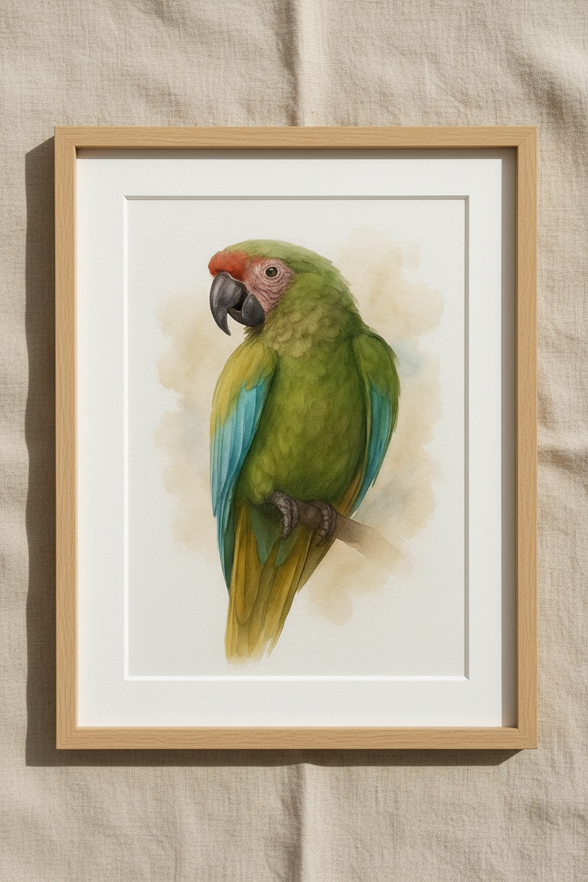 Military Macaw Custom Watercolor Portrait