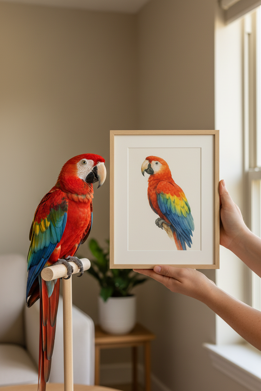 Scarlet Macaw Custom Watercolor Portrait